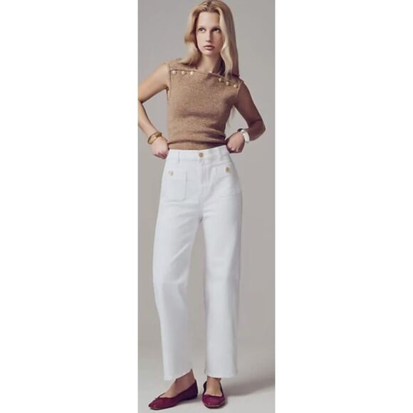 J.Crew Sailor Slim Wide-Leg Jean Women's 30T Tall White Patch Pockets NWT - Picture 14 of 14